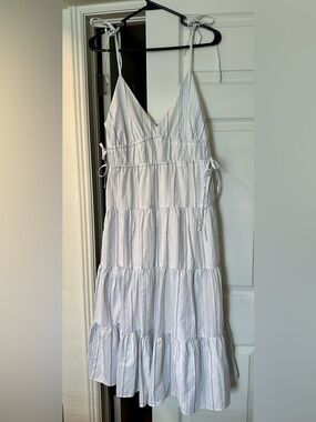 Rails White Tiered Striped Tie-Shoulder Sundress